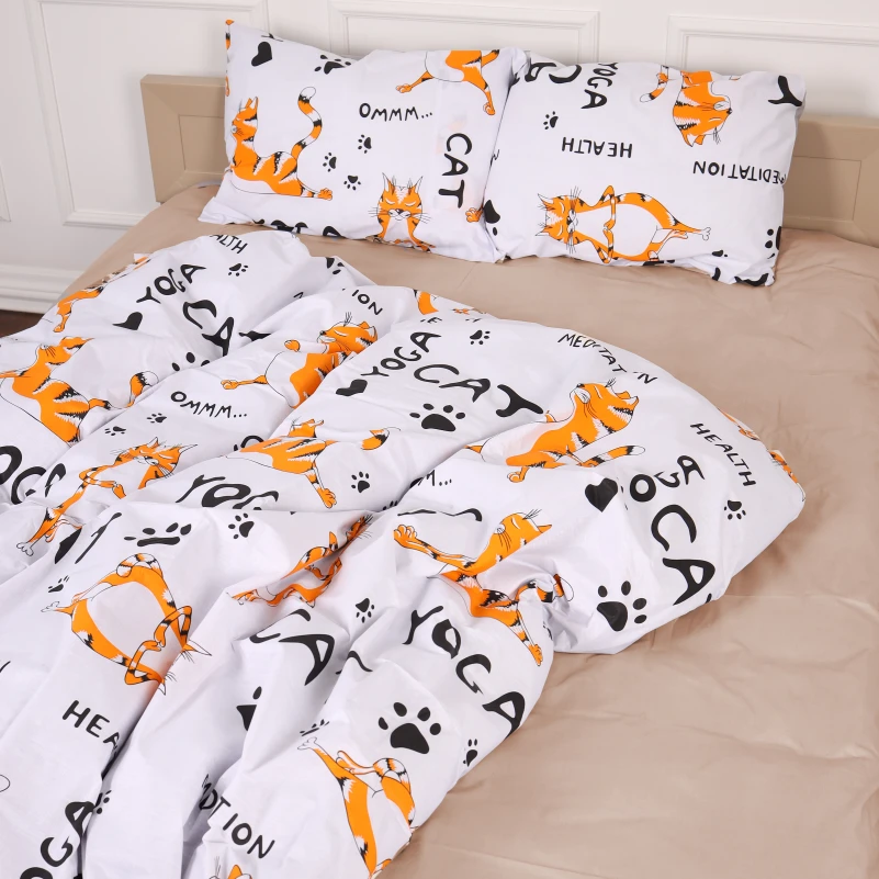 Наволочка Бязь 17-0621 Yoga Cat Orange - 2