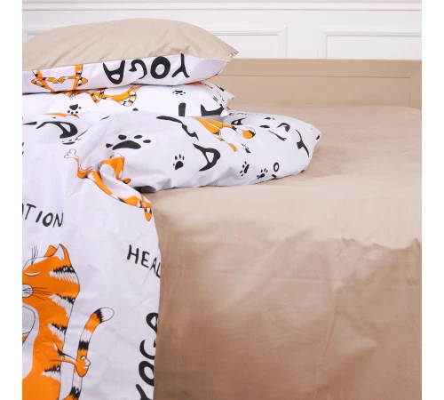 Простирадло MirSon Ranforce Elite 17-0621 Yoga Cat Orange