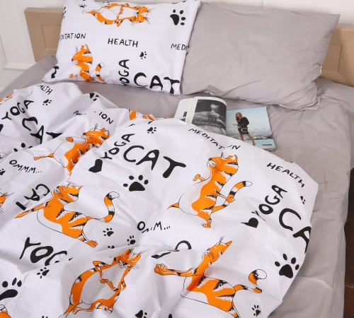 Пододеяльник Бязь Kids Time 17-0627 Yoga Cat Grey