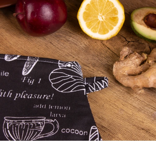 Рукавиця Рогожа/Полупанама №216 - Black flowers - 2