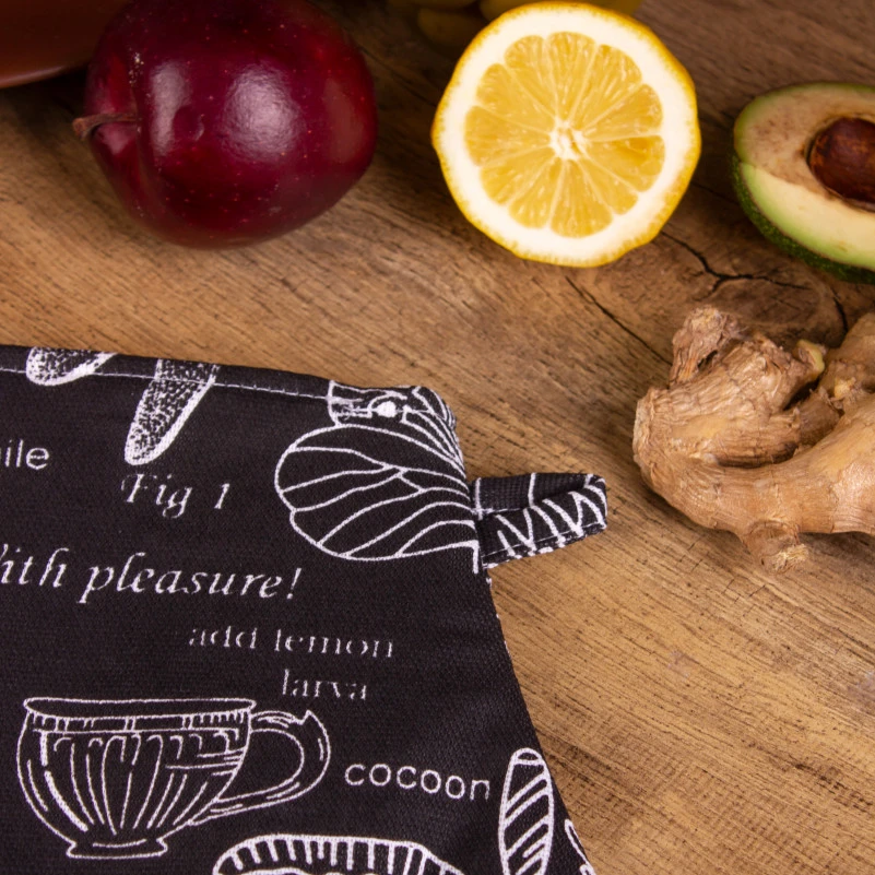 Перчатка Рогожа/Полупанама №216 - Black flowers - 1