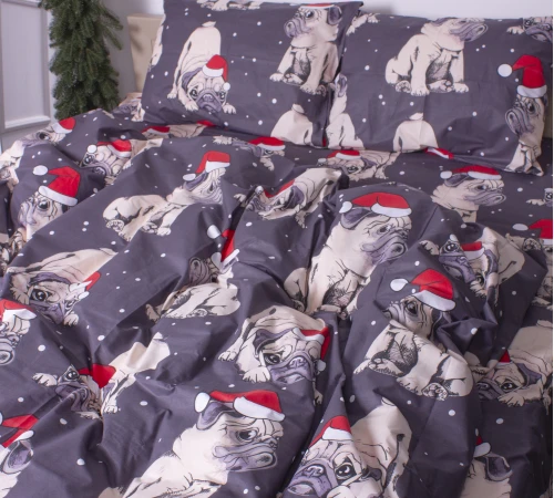 Простынь MirSon Ranforce Elite 17-0598 New Year's pug