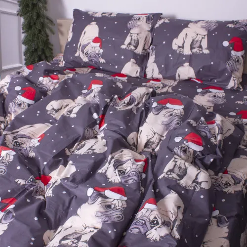 Комплект постельного белья MirSon Ranforce Elite 17-0598 New Year's pug - 2