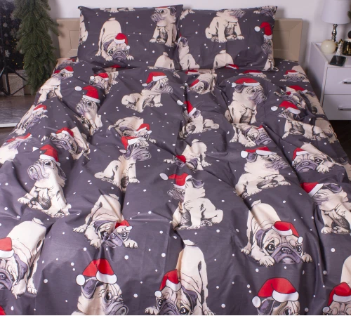 Постільна білизна Бязь 17-0598 New Year's pug - 2