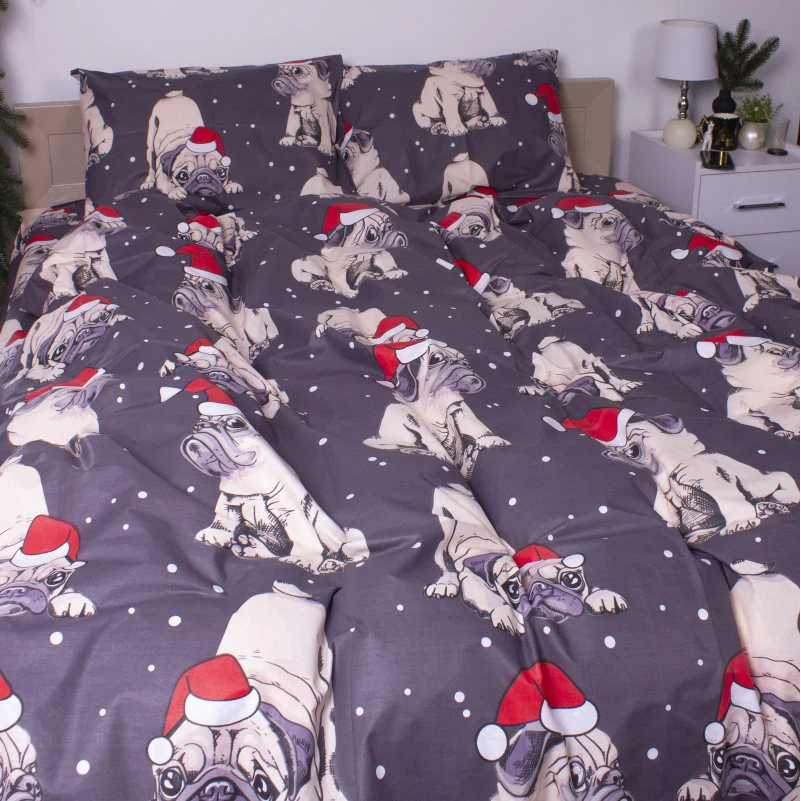Постільна білизна Бязь 17-0598 New Year's pug - 2