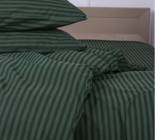 Простирадло Ranforce Elite 17-0612 Stripe Emerald на резинці висота 25 см (дитячі 10 см)