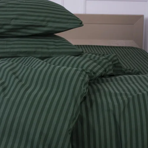 Простирадло Ranforce Elite 17-0612 Stripe Emerald на резинці висота 25 см (дитячі 10 см) - 2