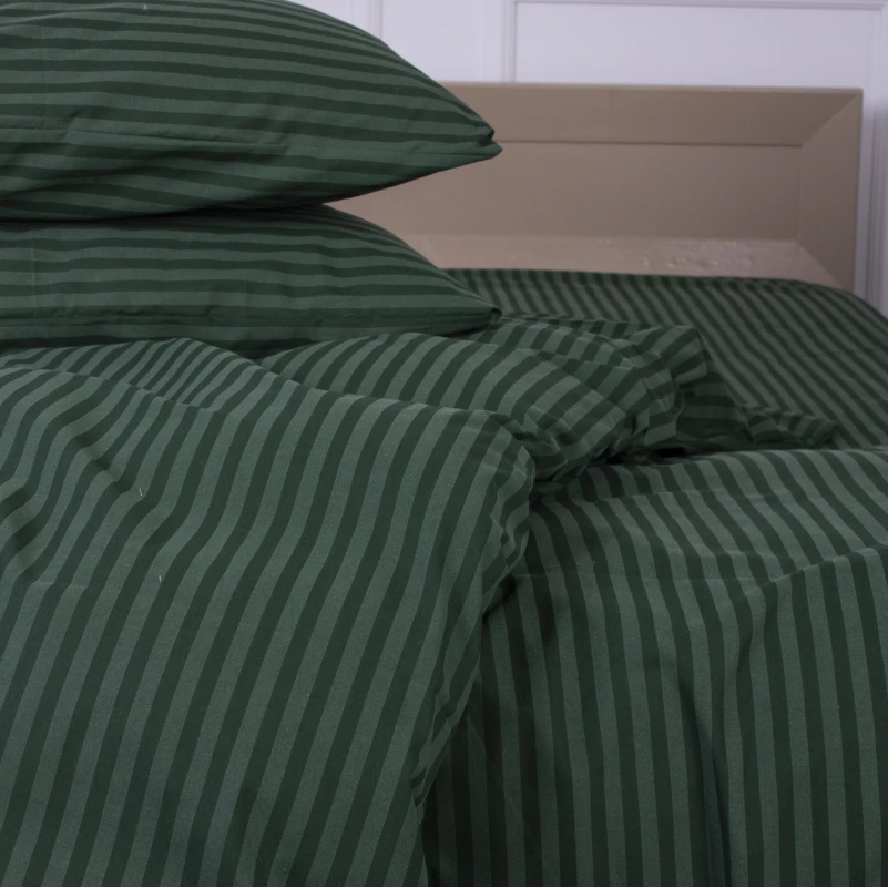Простынь Ranforce Elite 17-0612 Stripe Emerald на резинке высота 25 см (детские 10 см)