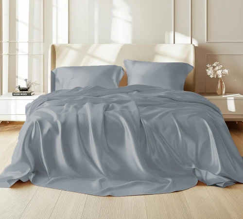 Комплект постільної білизни 100% натуральний шовк сорт Mulberry 30-01 gray-blue
