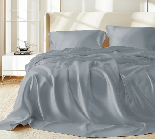 Комплект постільної білизни 100% натуральний шовк сорт Mulberry 30-01 gray-blue - 2