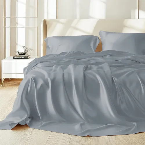 Комплект постільної білизни 100% натуральний шовк сорт Mulberry 30-01 gray-blue - 2