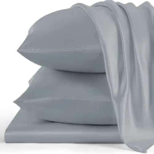 Комплект постільної білизни 100% натуральний шовк сорт Mulberry 30-01 gray-blue - 4