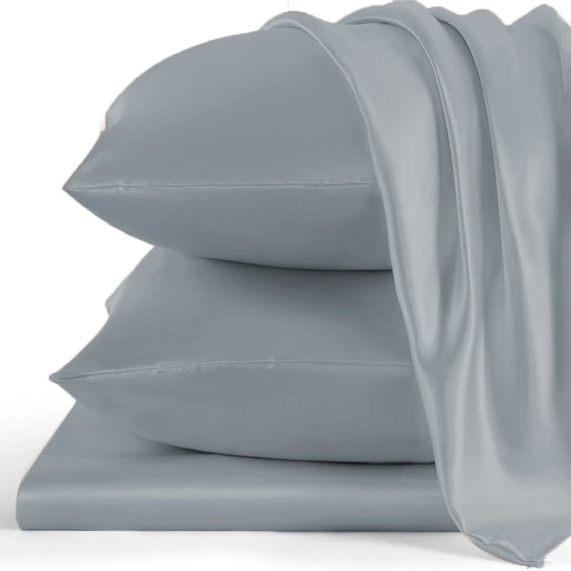 Комплект постільної білизни 100% натуральний шовк сорт Mulberry 30-01 gray-blue - 3