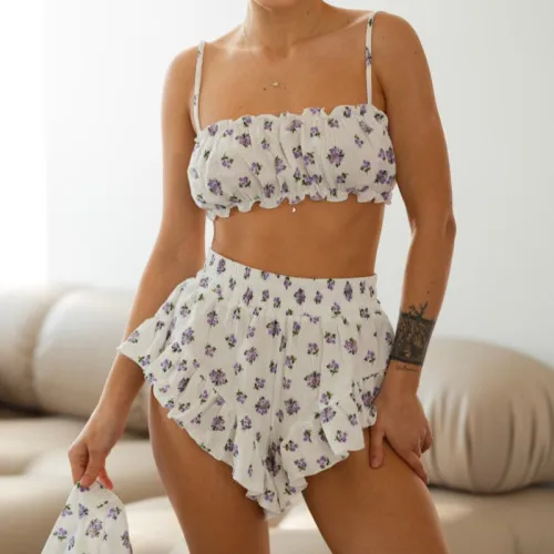 Жіночий костюм "Lori" (халат+топ+шорти) lilac - 2