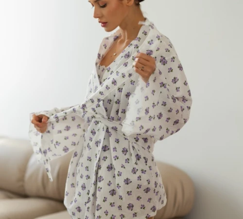 Женский костюм "Lori" (халат+топ+шорты)  lilac