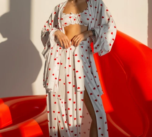 Женский костюм "Frida" (халат+топ+штаны)  heart