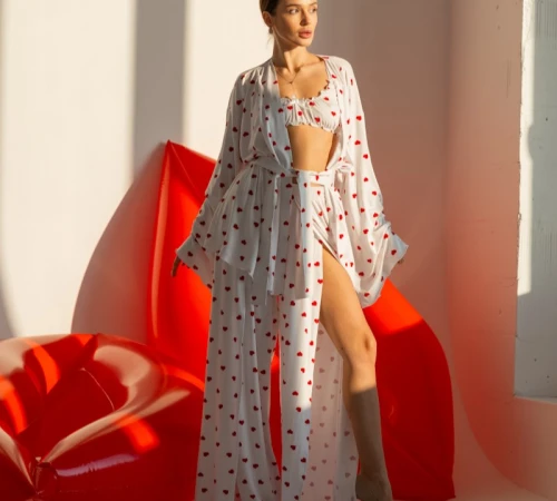 Женский костюм "Frida" (халат+топ+штаны)  heart - 2