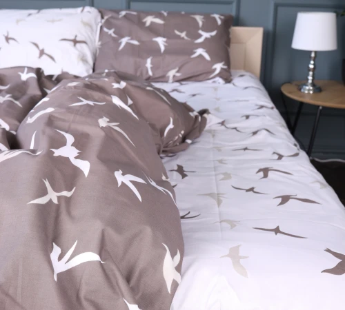 Підковдра Бязь 17-0826 Flying birds brown
