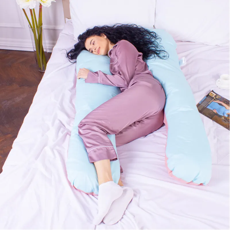 Подушка для беременных и отдыха U-образная № 8016 Eco Line "Dusty Rose" EcoSilk микросатин