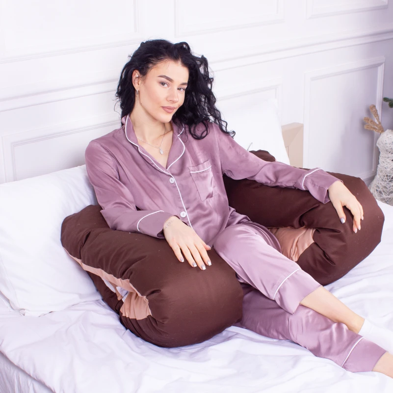 Подушка для беременных и отдыха U-образная № 8028 Delicate Satin "Cappuccino" EcoSilk сатин - 9