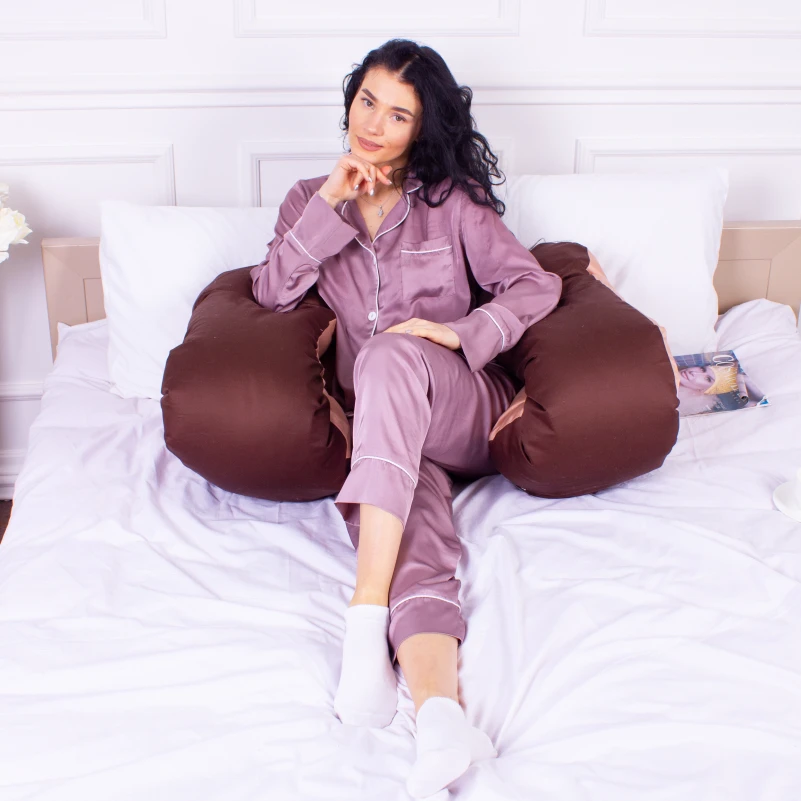 Подушка для беременных и отдыха U-образная № 8028 Delicate Satin "Cappuccino" EcoSilk сатин - 8