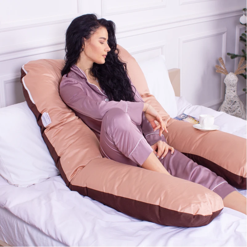 Подушка для беременных и отдыха U-образная № 8028 Delicate Satin "Cappuccino" EcoSilk сатин - 13