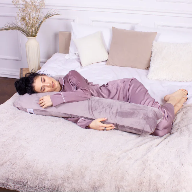 Подушка для беременных и отдыха Г-образная №8457 Velvet Line 28-0005 Ashen EcoSilk велюр - 6