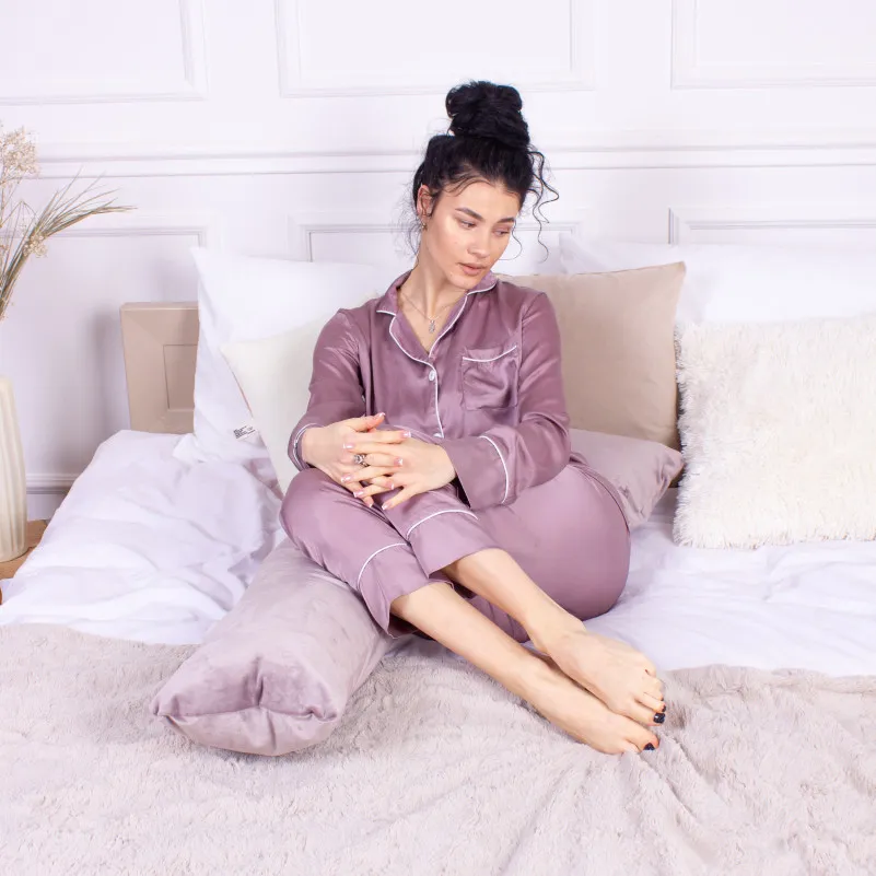 Подушка для беременных и отдыха Г-образная №8457 Velvet Line 28-0005 Ashen EcoSilk велюр - 7