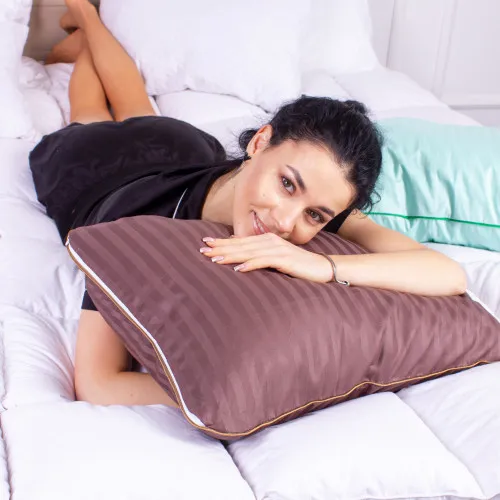 Подушка ортопедическая (стружка Memory) №4015 Satin Stripe 30-0006 Dark Brown Women 59*43*10 см - 2