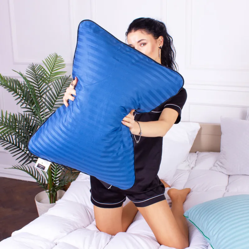 Подушка ортопедическая (стружка Memory) №4027 Satin Stripe 30-0019 Blue Women 59*43*10 см