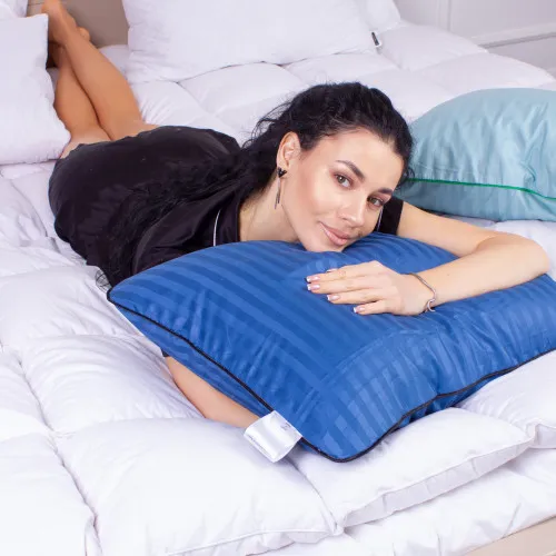 Подушка ортопедическая (стружка Memory) №4027 Satin Stripe 30-0019 Blue Women 59*43*10 см - 2