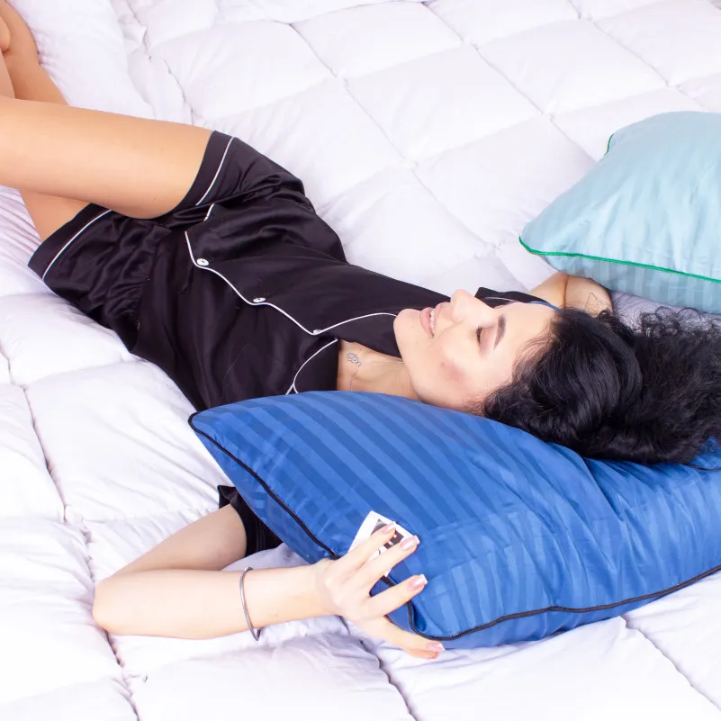 Подушка ортопедическая (стружка Memory) №4027 Satin Stripe 30-0019 Blue Women 59*43*10 см - 2