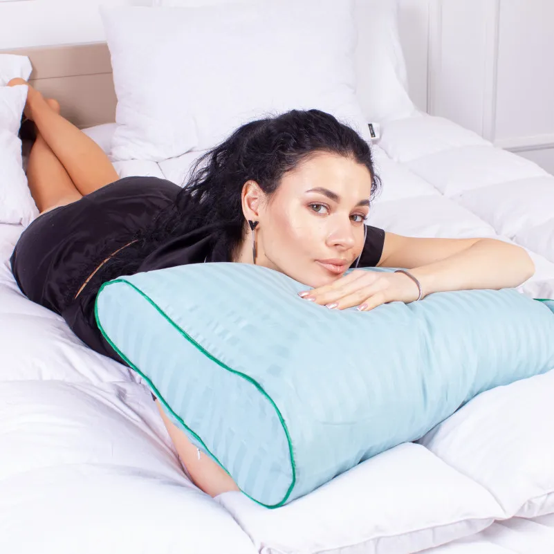 Подушка ортопедична (стружка Memory) №4246 Satin Stripe 30-0014 Mint 58*40*10,5 см - 6