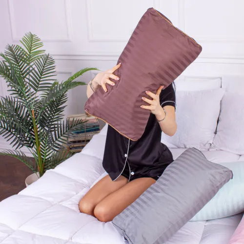 Подушка ортопедическая (стружка Memory) №4183 Satin Stripe 30-0006 Dark Brown KIDDY 50*29*5/8 см