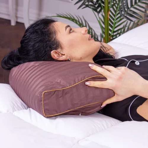 Подушка ортопедическая (стружка Memory) №4183 Satin Stripe 30-0006 Dark Brown KIDDY 50*29*5/8 см - 2