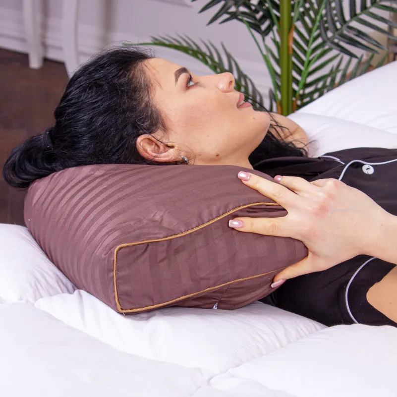 Подушка ортопедична (стружка Memory) №4183 Satin Stripe 30-0006 Dark Brown KIDDY 50*29*5/8 см - 1