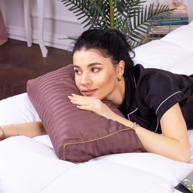 Подушка ортопедична (стружка Memory) №4183 Satin Stripe 30-0006 Dark Brown KIDDY 50*29*5/8 см - 2