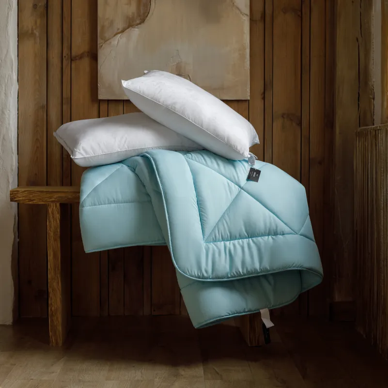 Ковдра вовняна Eco Light Blue №1640 вовна мікросатин (супер тепла) - 6