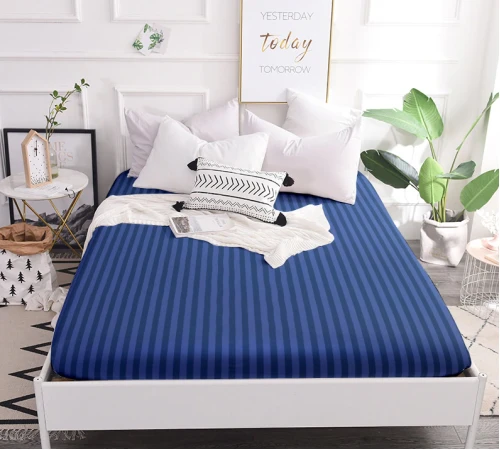 Простынь на резинке (САТИН ЖАККАРД) Blue sea - высота 25 см (детские 10 см)