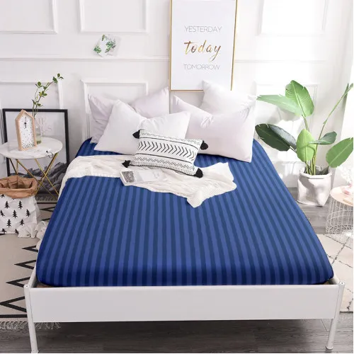 Простынь на резинке (САТИН ЖАККАРД) Blue sea - высота 25 см (детские 10 см)