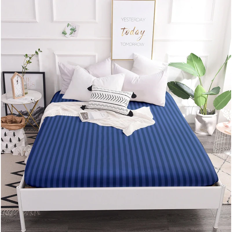 Простынь на резинке (САТИН ЖАККАРД) Blue sea - высота 25 см (детские 10 см)