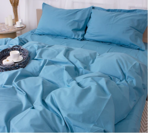 Простирадло на гумці Poplin Line "067 Green wave" - висота 25 см (дитячі 10 см) - 2