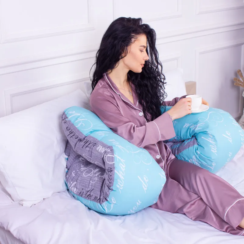 Подушка для беременных и отдыха U-образная № 8005 Naturale Line Print "Tulio" EcoSilk бязь - 8