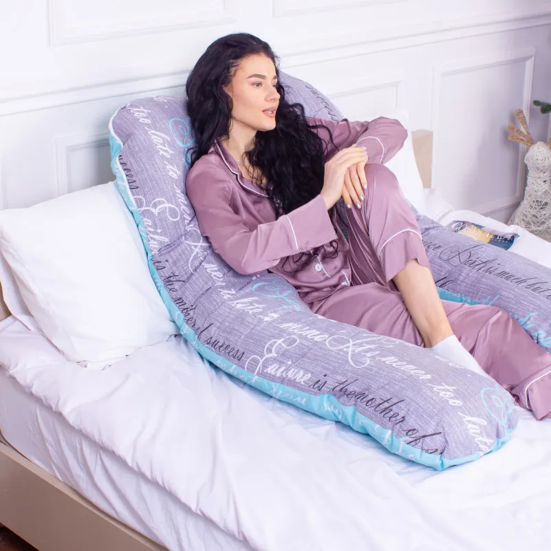Подушка для беременных и отдыха U-образная № 8005 Naturale Line Print "Tulio" EcoSilk бязь - 7