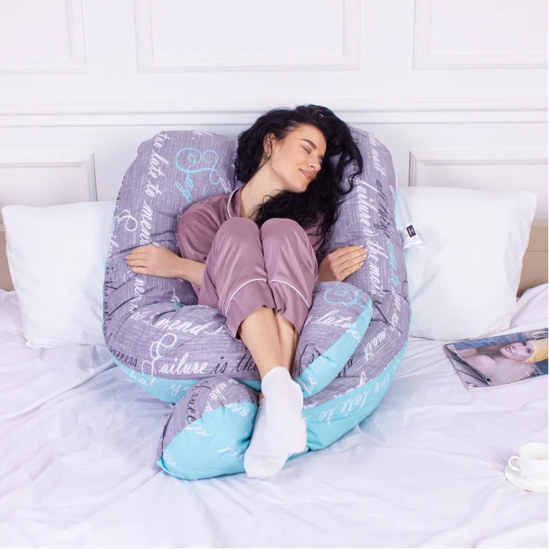 Подушка для беременных и отдыха U-образная № 8005 Naturale Line Print "Tulio" EcoSilk бязь - 9