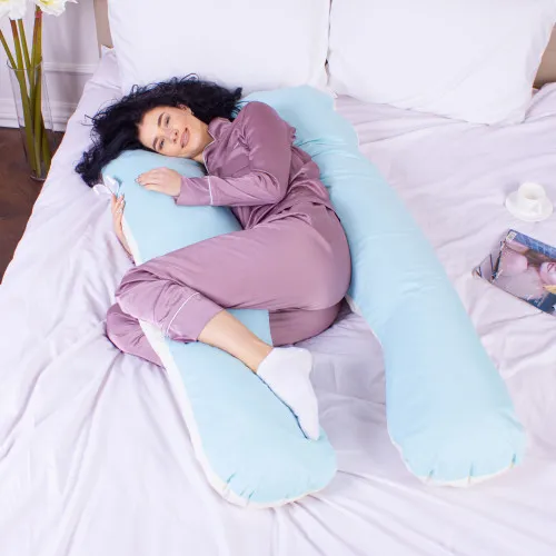 Подушка для беременных и отдыха U-образная № 8017 Eco Line "Clear Water" EcoSilk микросатин