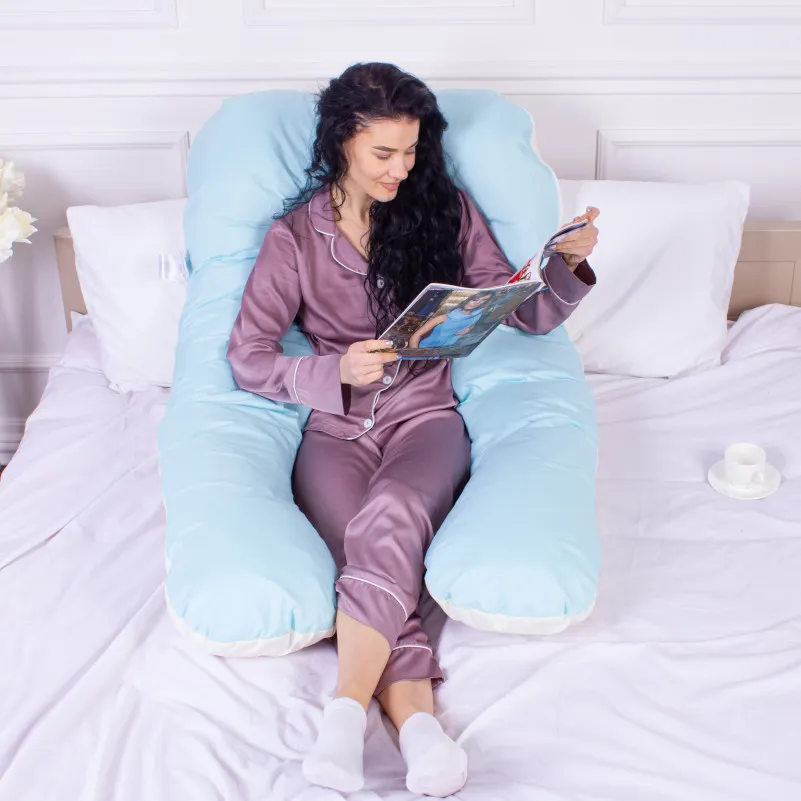 Подушка для беременных и отдыха U-образная № 8017 Eco Line "Clear Water" EcoSilk микросатин - 8