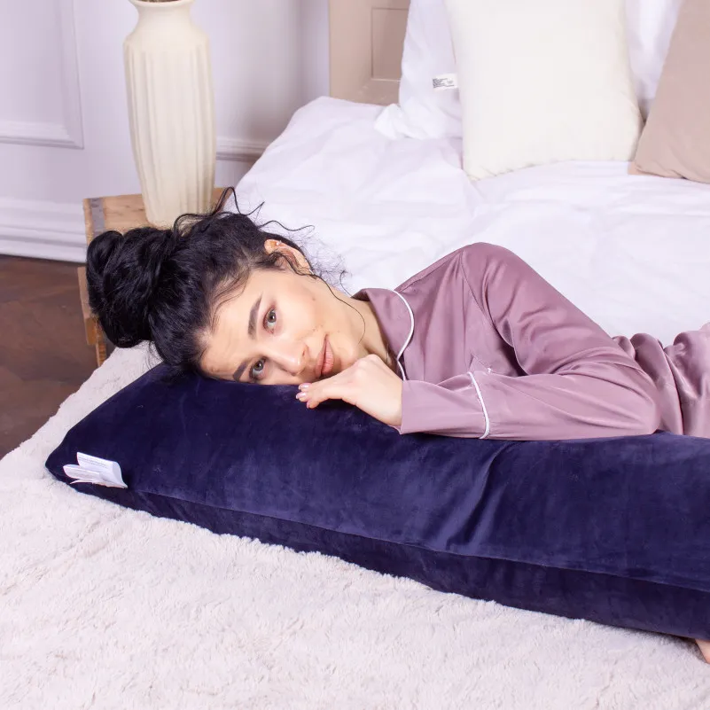 Подушка для беременных и отдыха Г-образная №8458 Velvet Line 28-0006 Navy blue EcoSilk велюр - 13