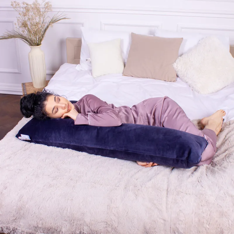 Подушка для беременных и отдыха Г-образная №8458 Velvet Line 28-0006 Navy blue EcoSilk велюр - 4