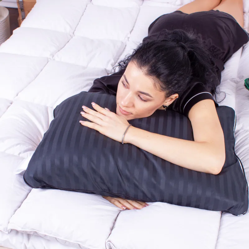 Подушка ортопедическая (стружка Memory) №4029 Satin Stripe 30-0021 Dark Blue Women 59*43*10 см - 8